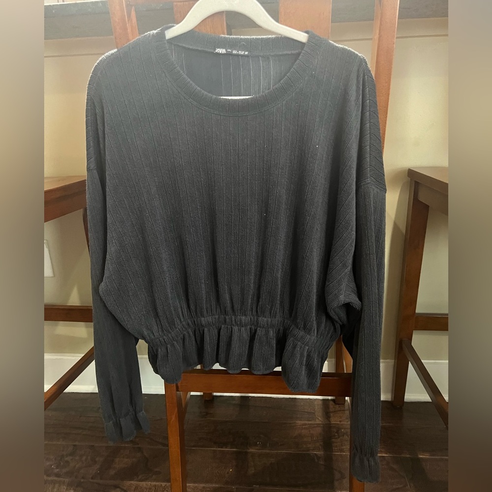 Zara Black Long Sleeve Top